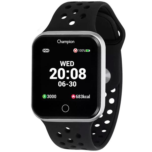 Relógio de Pulso SmartWatch Champion com Monitoramento Cardíaco CH50006T - Preto e Prata - Champion Watch