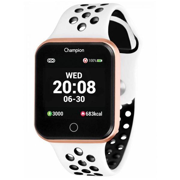 Relógio de Pulso SmartWatch Champion com Monitoramento Cardíaco CH50006W - Branco, Rosé e Preto - Champion Watch
