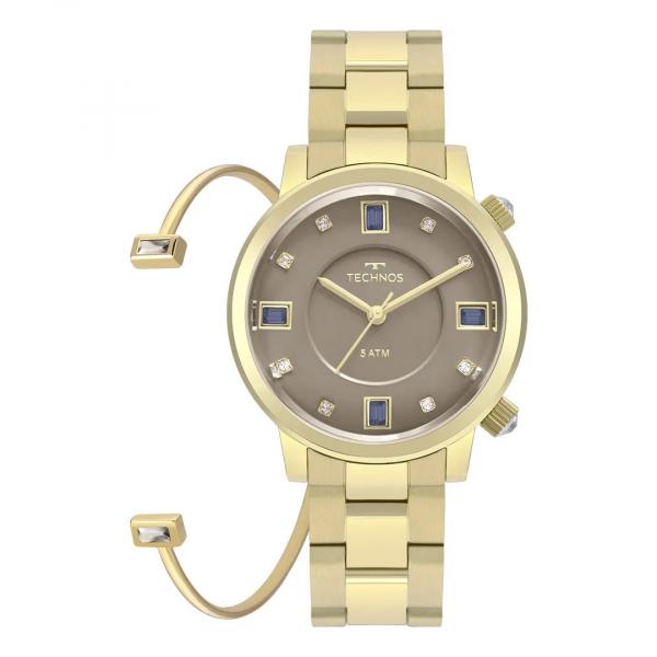 Relógio de Pulso Technos Crystal Kit com Bracelete Feminino 2039Bu/K4c - Dourado