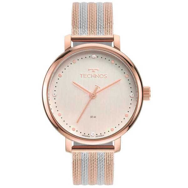 Relógio de Pulso Technos Feminino 2035MSV/1T - Prata com Detalhe Rose Gold