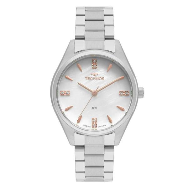 Relógio de Pulso Technos Feminino 2036MKR/1B - Prata com Detalhe Rosé