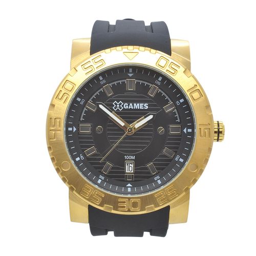 Relógio de Pulso X-games Masculino com Pulseira de Silicone Xmsp1011 P2px - Dourado e Preto