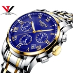 Relógio de quartzo Masculino Relogio NIBOSI 2302 Banda de Aço Completo Azul Impermeável