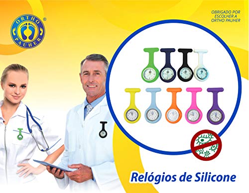 Relógio de Silicone para Profissionais de Saúde, Ortho Pauher, Amarelo, Único