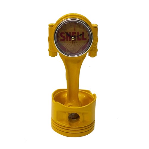 Relógio Decorativo Artesanal Mesa Metal Retro Pistão Amarelo