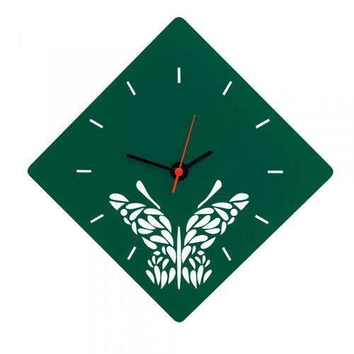 Relógio Decorativo Borboleta em Acrílico Verde