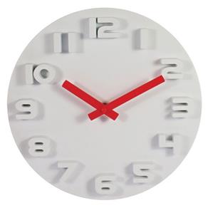 Relógio Decorativo Branco com Ponteiros Vermelhos