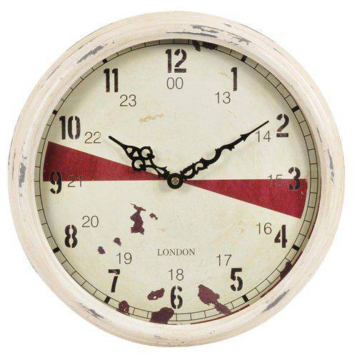 Relógio Decorativo de Ferro Claro com Detalhes Vermelho