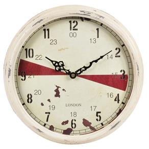 Relógio Decorativo de Ferro Claro com Detalhes Vermelho