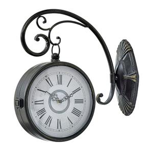 Relógio Decorativo de Ferro Escuro Trabalhado com Ponteiros Clássicos