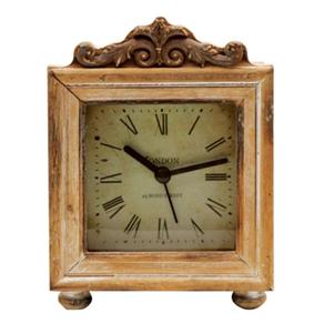 Relógio Decorativo de Madeira Clara Trabalhada no Estilo Clássico