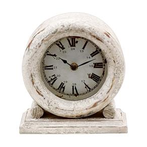 Relógio Decorativo de Madeira Trabalhada na Cor Branca Estilo Clássico