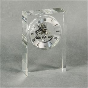Relógio Decorativo de Mesa em Cristal Transparente com Maquinario Exposto