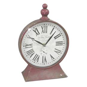 Relógio Decorativo de Mesa Feito de Ferro Envelhecido na Tonalidade Magenta