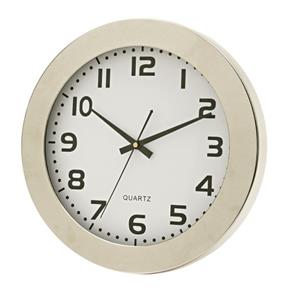 Relógio Decorativo de Parede Branco com Armação Grossa em Aluminium Natural