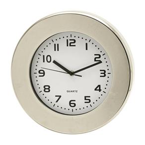 Relógio Decorativo de Parede Branco com Armação Larga em Aluminium Natural 31cm