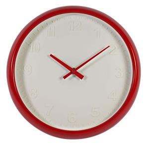 Relógio Decorativo de Parede Redondo Brancos com Armação e Ponteiros Vermelhos