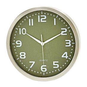 Relógio Decorativo de Parede Redondo Verde em Aluminium Natural 31cm