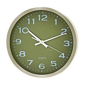 Relógio Decorativo de Parede Verde em Aluminium Natural 26cm