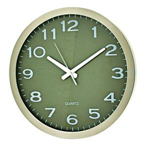 Relógio Decorativo de Parede Verde em Aluminium Natural