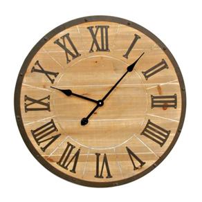 Relógio Decorativo Metal Clássico com Aspécto de Madeira