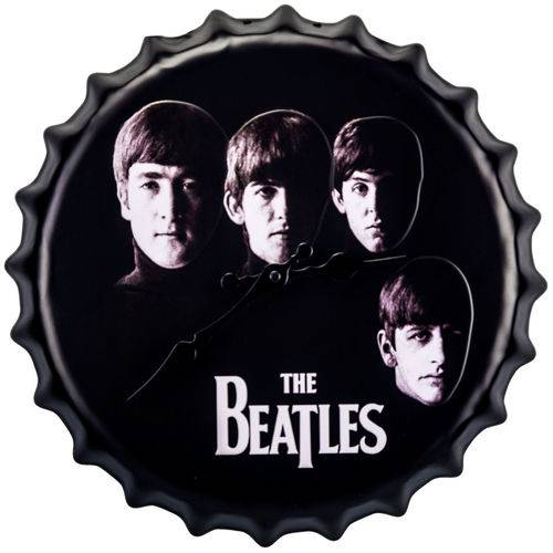 Relógio Decorativo Ø35cm Tampa de Garrafa Metal em Alto Relevo de Parede -The Beatles #022