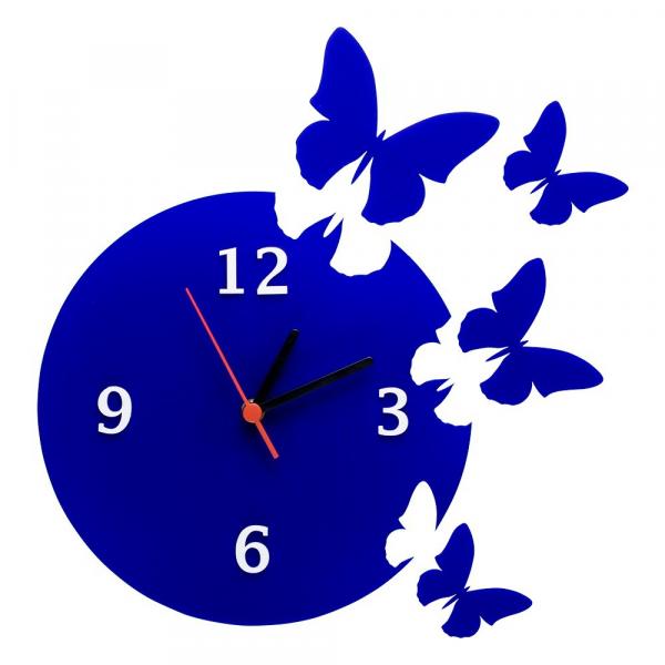 Relógio Decorativo Parede Enchant Butterflies Acrilico Azul - Interlasershop