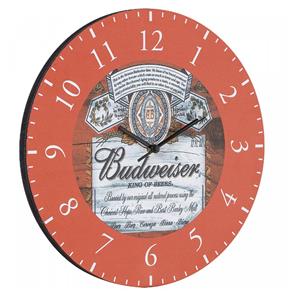 Relógio Decorativo Redondo 35cm BW Quadros Vermelho/Branco