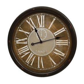 Relógio Decorativo Redondo de Madeira Dois Tons Clássico