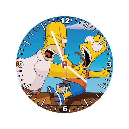 Relógio Decorativo Simpsons Homer e Bart no Telhado