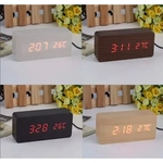 Relógio Despertador 20 Cm Digital Madeira C/ Sound Control