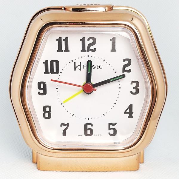 Relógio Despertador 6 Lados Rosé Metalizado Herweg 2643-309