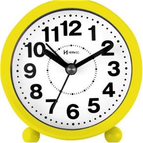 Relógio Despertador a Pilha Amarelo Alarme Herweg 2713-268