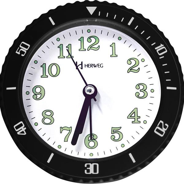 Relógio Despertador a Pilha Preto Alarme Herweg 2714-034