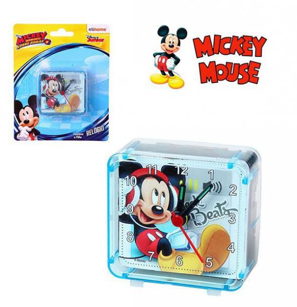 Relógio Despertador Acrílico Quadrado de Mesa Mickey Mouse Disney - Etihome