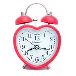 Relógio Despertador Analógico Decorativo Coração Menina Quartz Mecanismo Step Herweg Vermelho