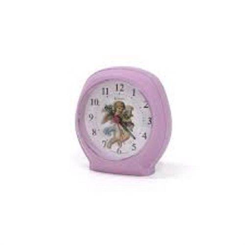 Relógio Despertador Analógico Decorativo Quartz Anjinho Mecanismo Step Herweg Rosa