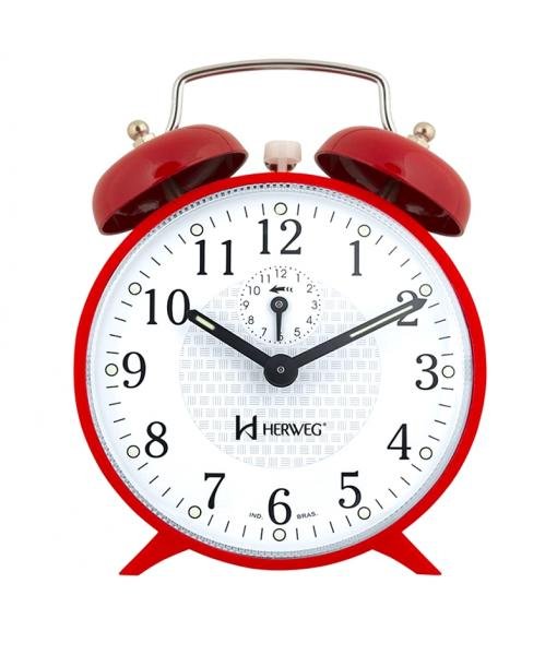 Relógio Despertador Antigo Mecânico a Cordas Vermelho Alice - Herweg
