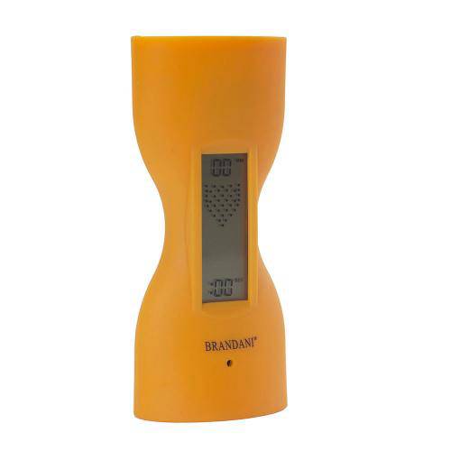 Relógio Despertador Barômetro Plástico Laranja 9,5cm