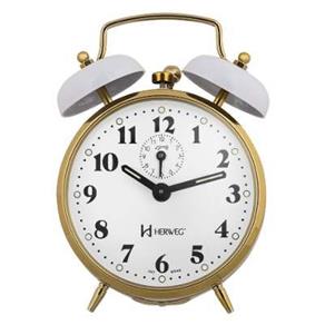 Relógio Despertador Branco Antigo a Cordas Herweg 2215 Novo