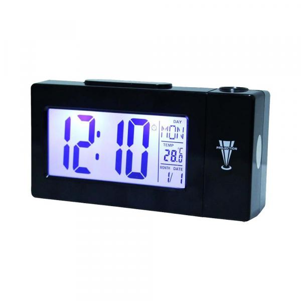 Relógio Despertador com Higrômetro Termômetro e Projetor Horas Atima AT618 Preto - Oksn