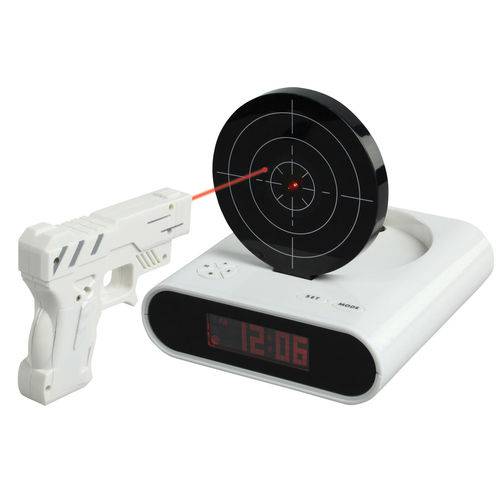 Relógio Despertador com Tiro Gun Alarm