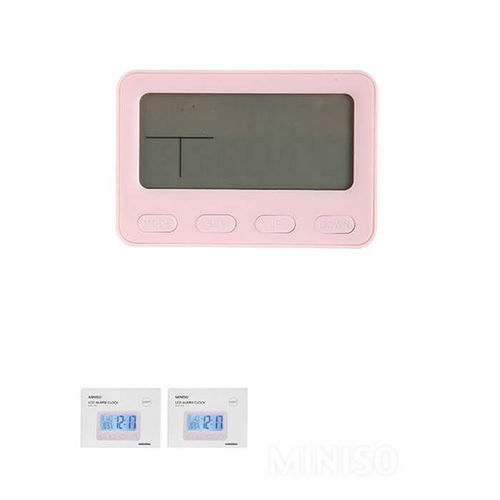 Relógio Despertador com Visor LCD Rosa Miniso