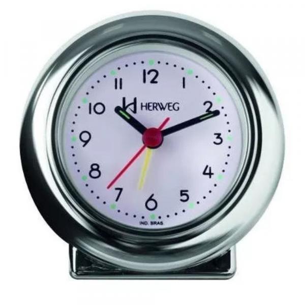 Relógio Despertador Cromado Herweg 2641-028 Analógico Redondo