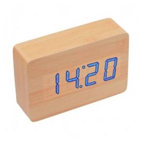 Relógio Despertador de Madeira LED com Termostato