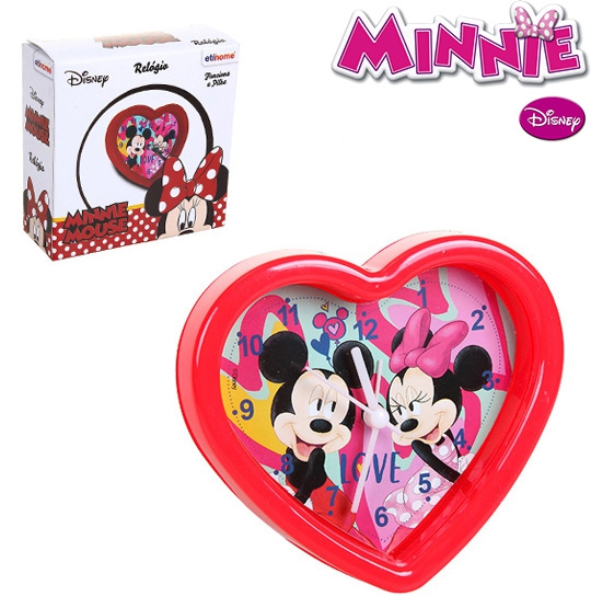 Relógio Despertador de Mesa Minnie Formato Coração Lembrança - Etihome