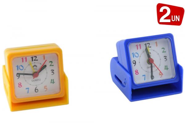 Relógio Despertador de Mesa Portátil Excelente para Viagem Azul e Amarelo - 2 Unidades - Art House