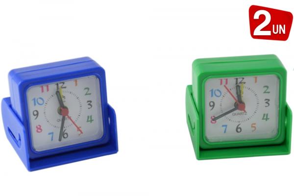 Relógio Despertador de Mesa Portátil Excelente para Viagem Azul e Verde - 2 Unidades - Art House