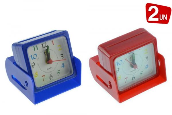 Relógio Despertador de Mesa Portátil Excelente para Viagem Azul e Vermelho - 2 Unidades - Art House