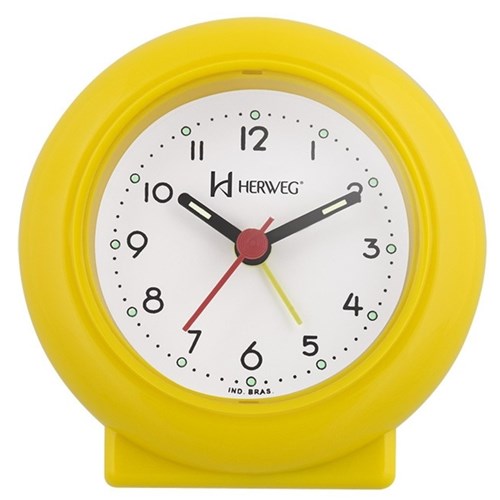 Relogio Despertador Decorativo Tradicional Mecanismo Step Amarelo Pantone Herweg